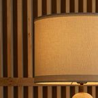 Marble table lamp with cotton shade, natural veining, 49cm height, E27 socket