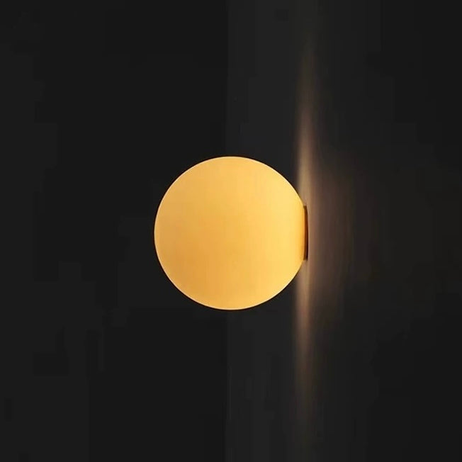 LED wall sconce frosted glass globe modern indoor light, two sizes