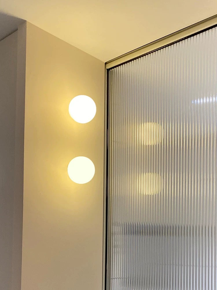 LED wall sconce frosted glass globe modern indoor light, two sizes