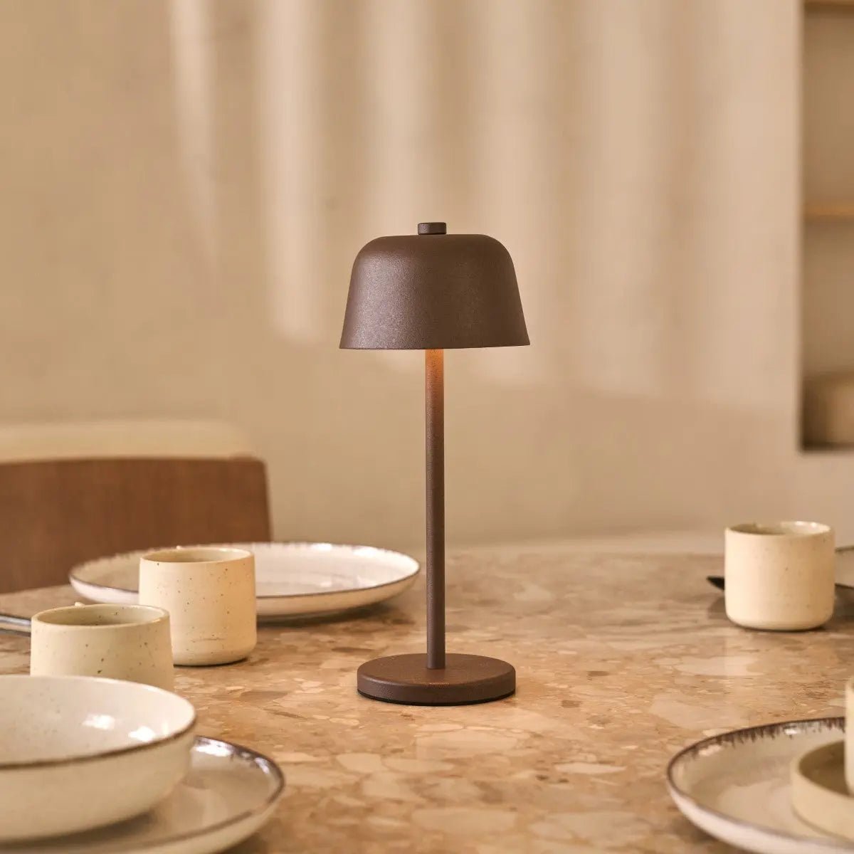 Rechargeable cordless table lamps 4-pack with magnetic charging station, mocha brown, dimmable