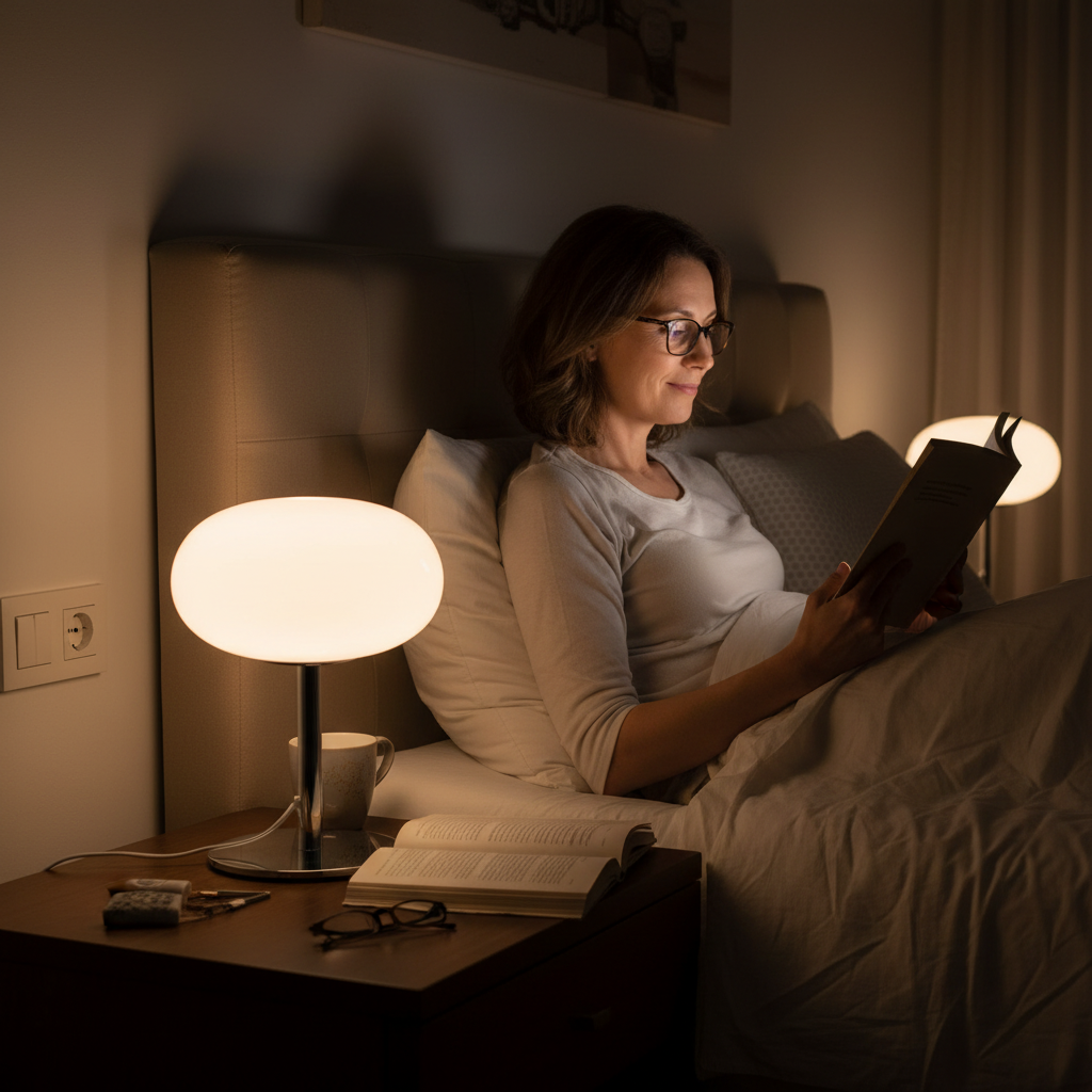 Bedside table lamp with opal milk glass egg shade, 28cm chrome pedestal, 3-colour dimmable