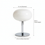 Bedside table lamp with opal milk glass egg shade, 28cm chrome pedestal, 3-colour dimmable