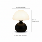 Mushroom bedside lamp opal shade matte black base USB 3-colour LED 19.5cm