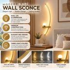 Wall Sconce 2-Light Modern Brass Arc LED | Hardwired, Aluminum
