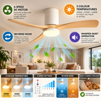 DC Ceiling Fan with LED Light | 6-Speed, Reverse, 3 Colour Modes | Modern Minimalist