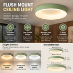 Flush Mount Ceiling Light | Wrought Iron, Tri-Colour LED, 3 Sizes
