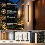 Liniowa zewnętrzna lampa ścienna | Smukła LED, IP65, 400–1200mm