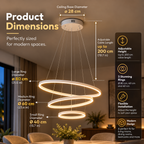 Pendant Light | 3-Ring Floating Design, LED, Black & White