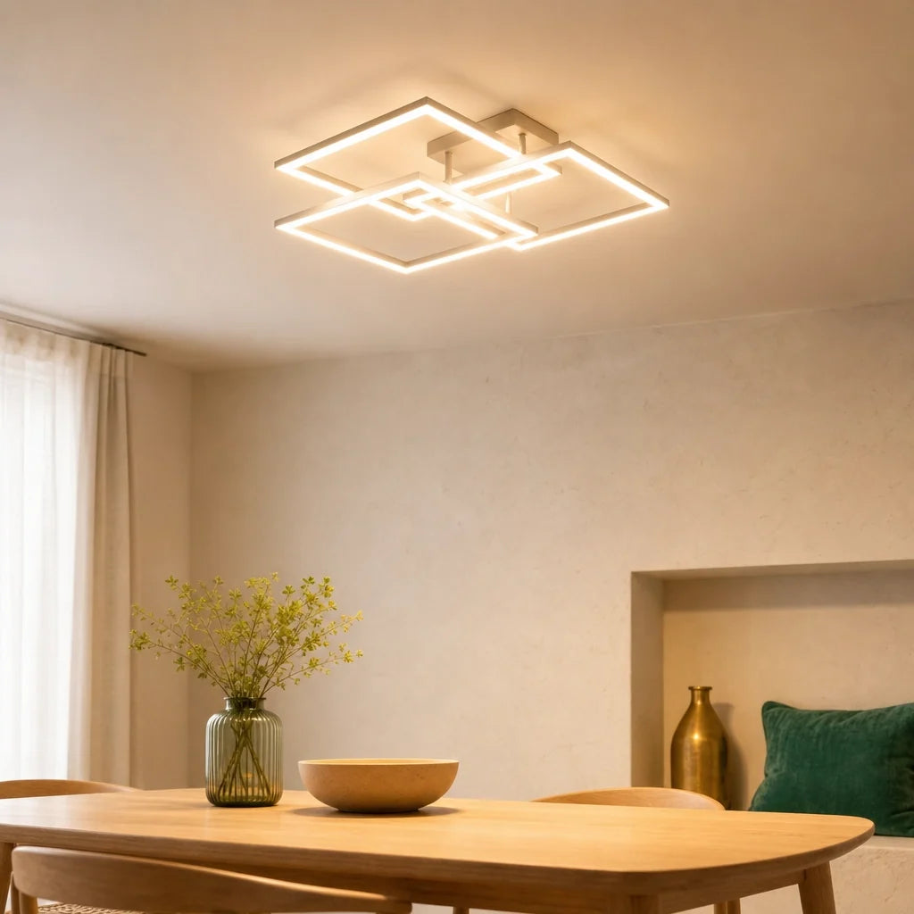 LED ceiling light white layered square dimmable with remote control, modern minimalist