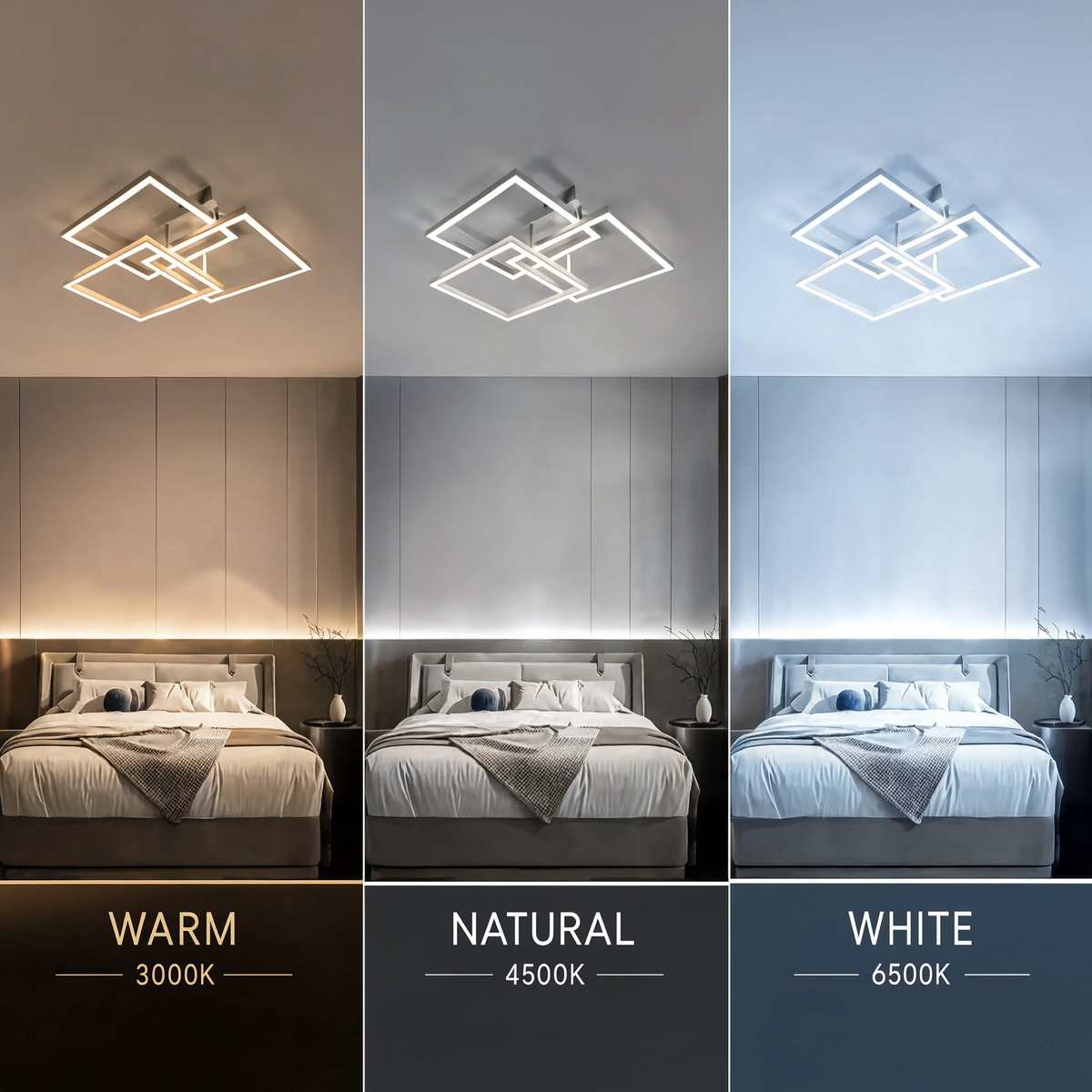 LED ceiling light white layered square dimmable with remote control, modern minimalist