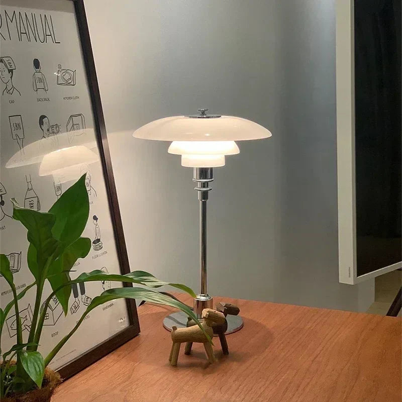 Triplet Layered Table Lamp - Modern Bedside Accent Light