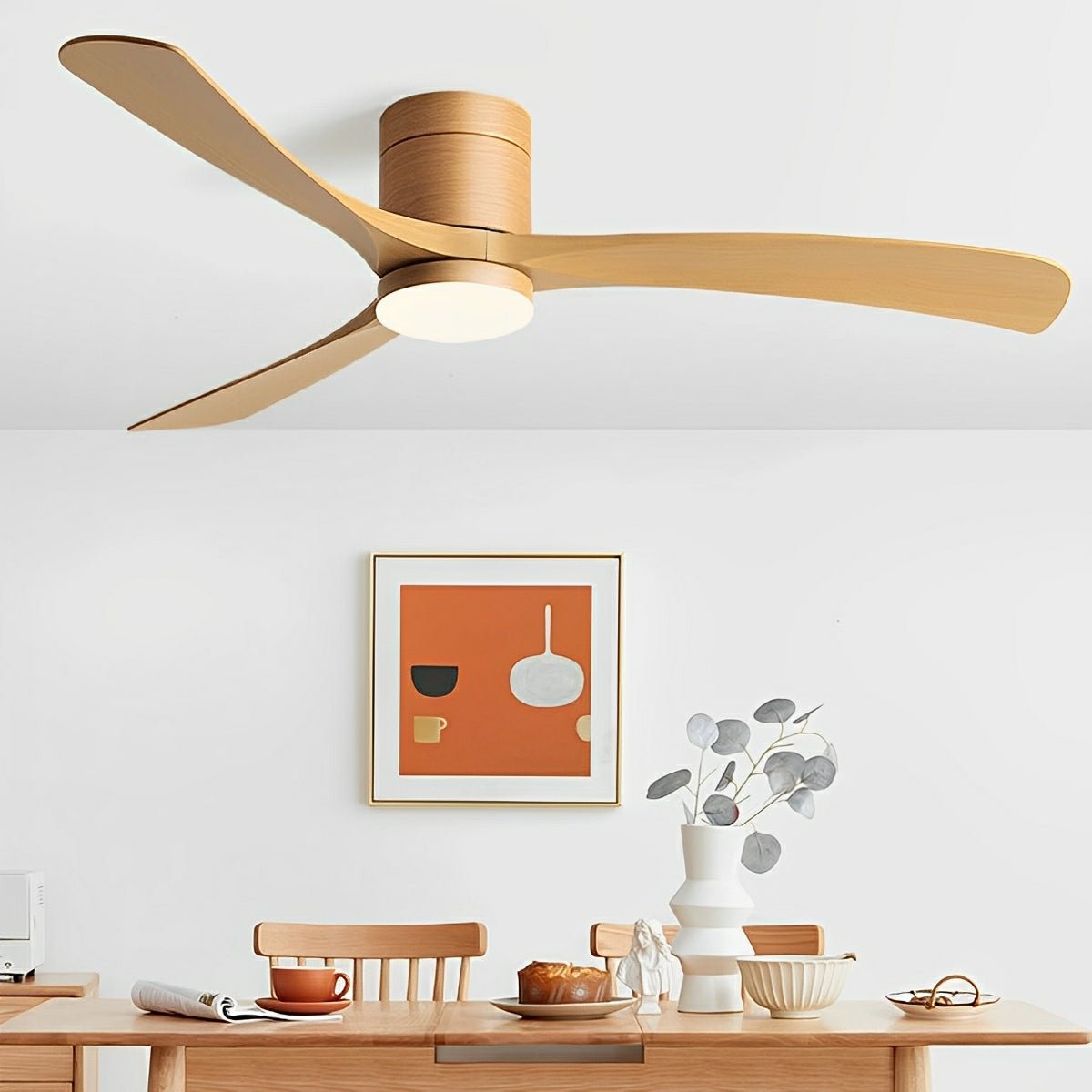 Ceiling fan with LED light, 6 speeds, reversible motor, modern design