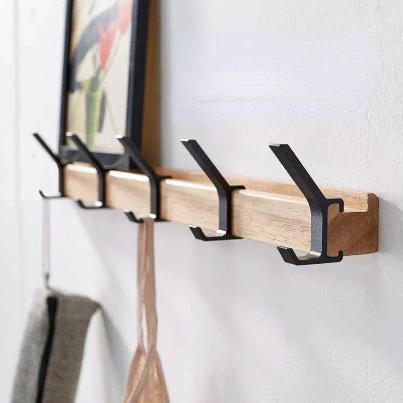 Wall Coat Rack | Black, Movable Hooks | Nordic Design