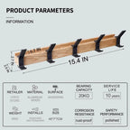 Wall Coat Rack | Black, Movable Hooks | Nordic Design