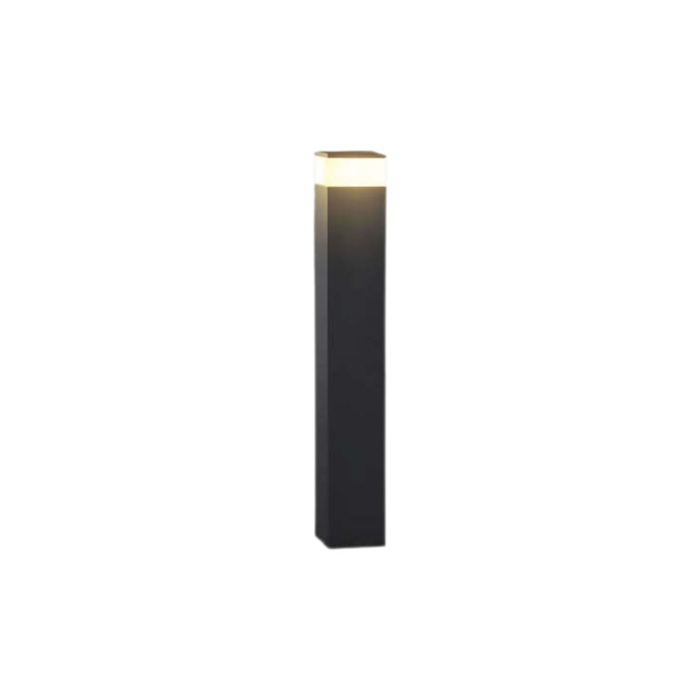 Solar path lights black rectangular bollard post warm LED IP65 garden