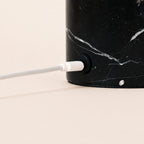 Rechargeable table lamp black Nero Marquina marble, cordless dimmable with modular lampshade