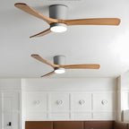 DC ceiling fan with LED light, Nordic wood blades, 6-speed DC motor, warm white 3000K
