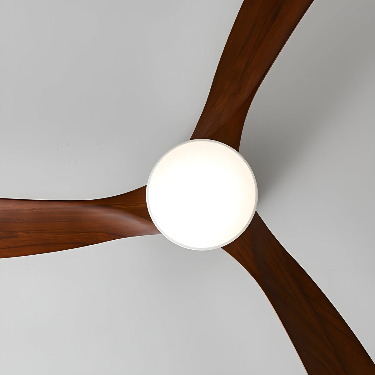 DC ceiling fan with LED light, Nordic wood blades, 6-speed DC motor, warm white 3000K