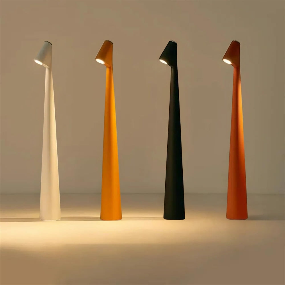 LED mood table lamp with touch dimming and Nordic minimal design, rechargeable, IP54
