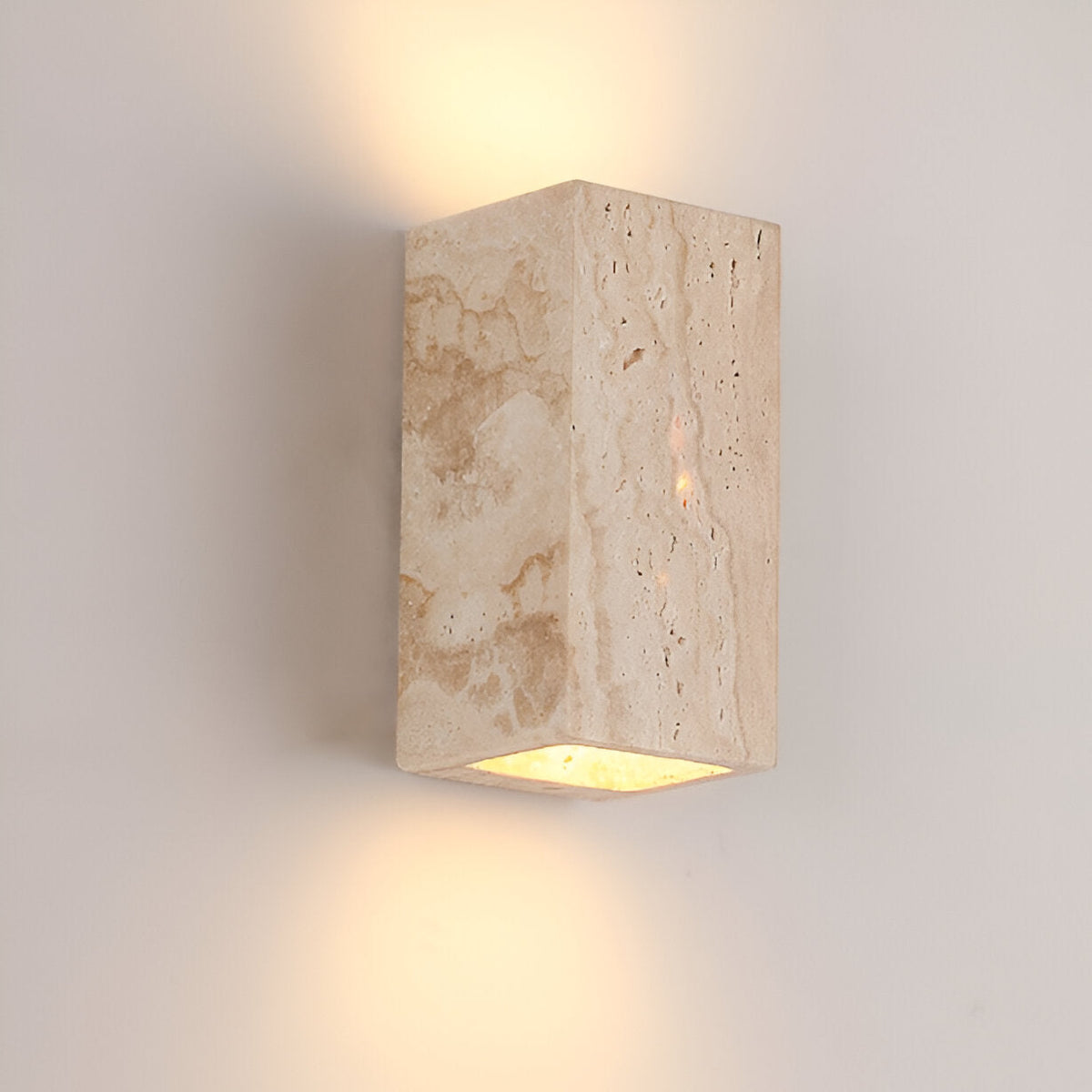 Outdoor wall light travertine stone square LED minimalist up-down illumination