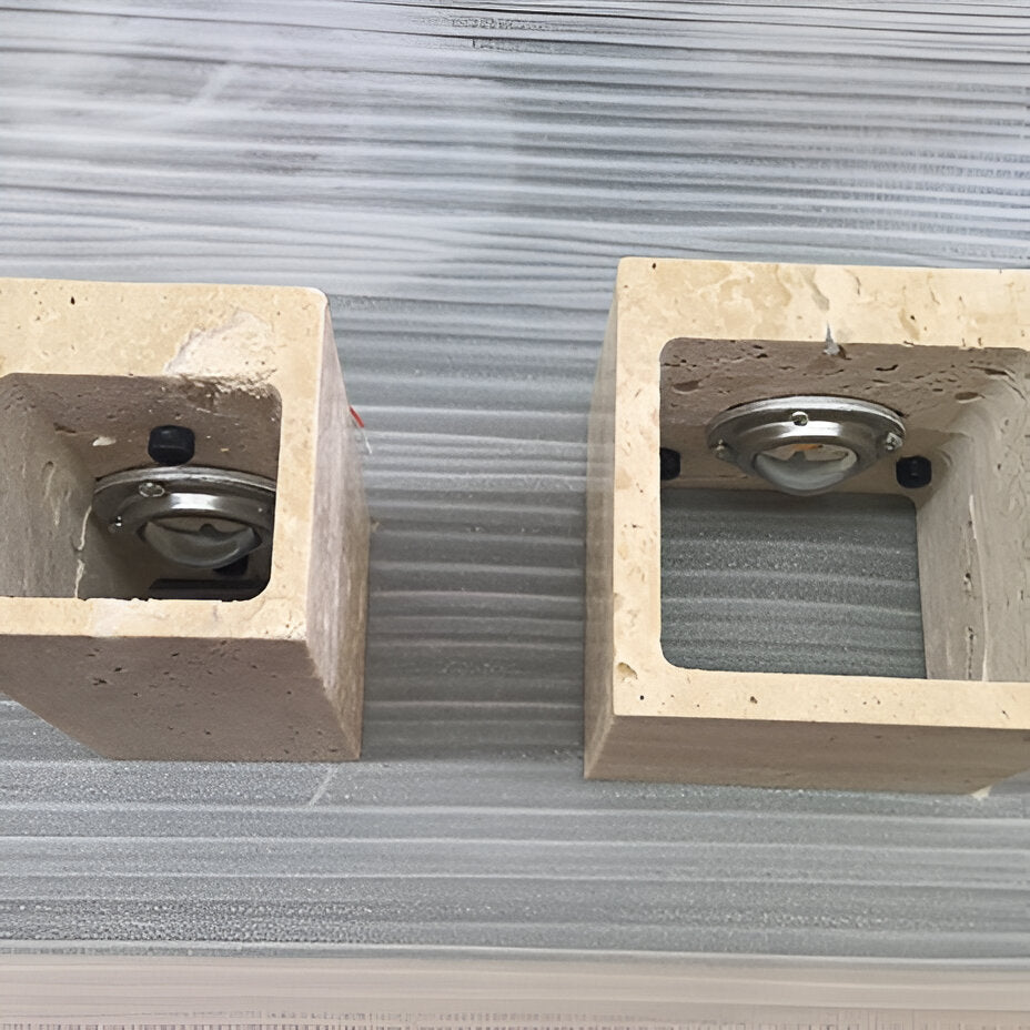 Outdoor wall light travertine stone square LED minimalist up-down illumination