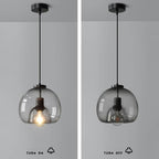 Dome pendant light with minimalist smoked glass shade, E27 hardwired ceiling fixture