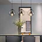 Dome pendant light with minimalist smoked glass shade, E27 hardwired ceiling fixture
