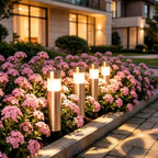 Solar Path Lights | Stainless Steel Cylinder Outdoor Lawn, 4000K