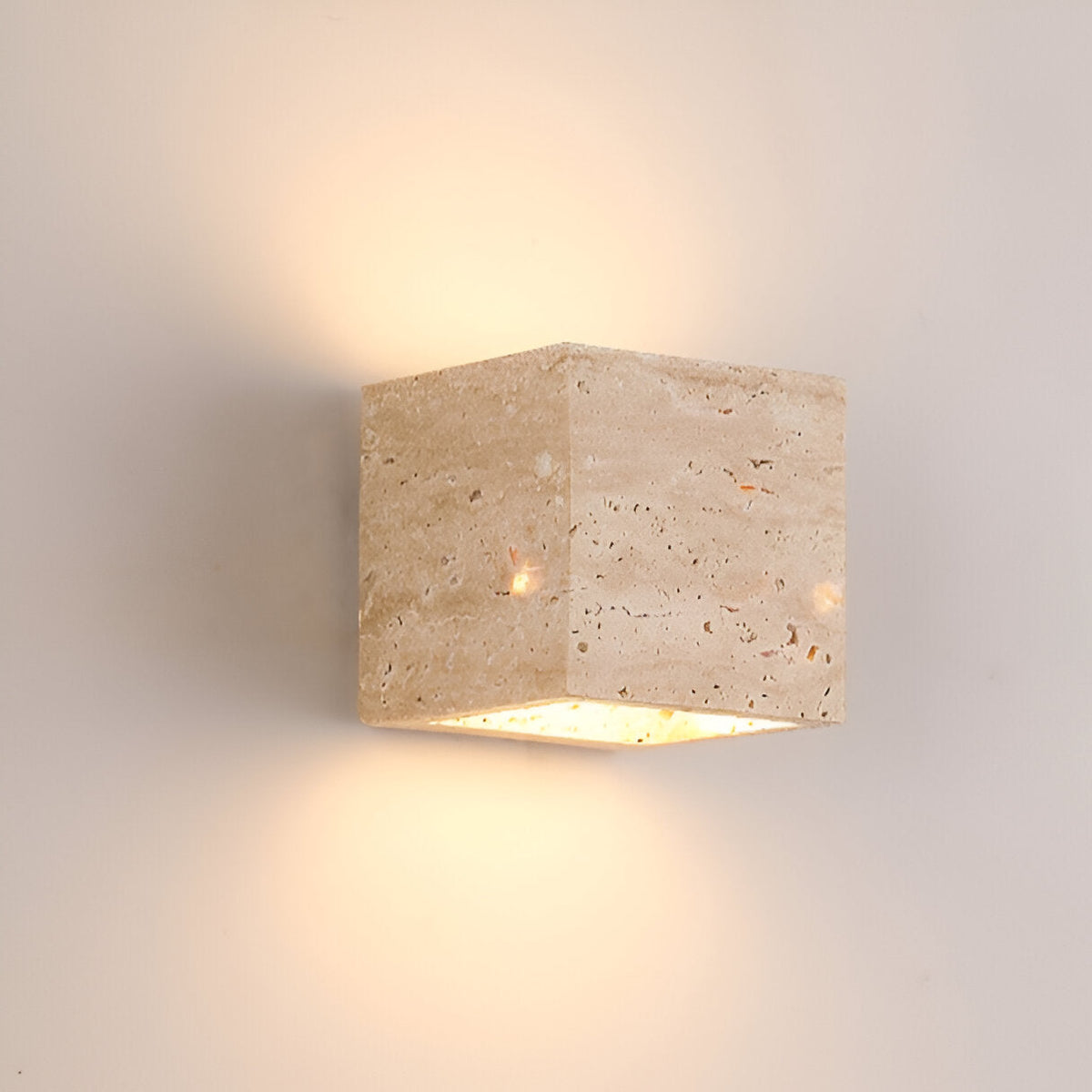 Outdoor wall light travertine stone square LED minimalist up-down illumination