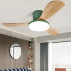 DC ceiling fan with LED light, Nordic wood blades, 6-speed DC motor, warm white 3000K