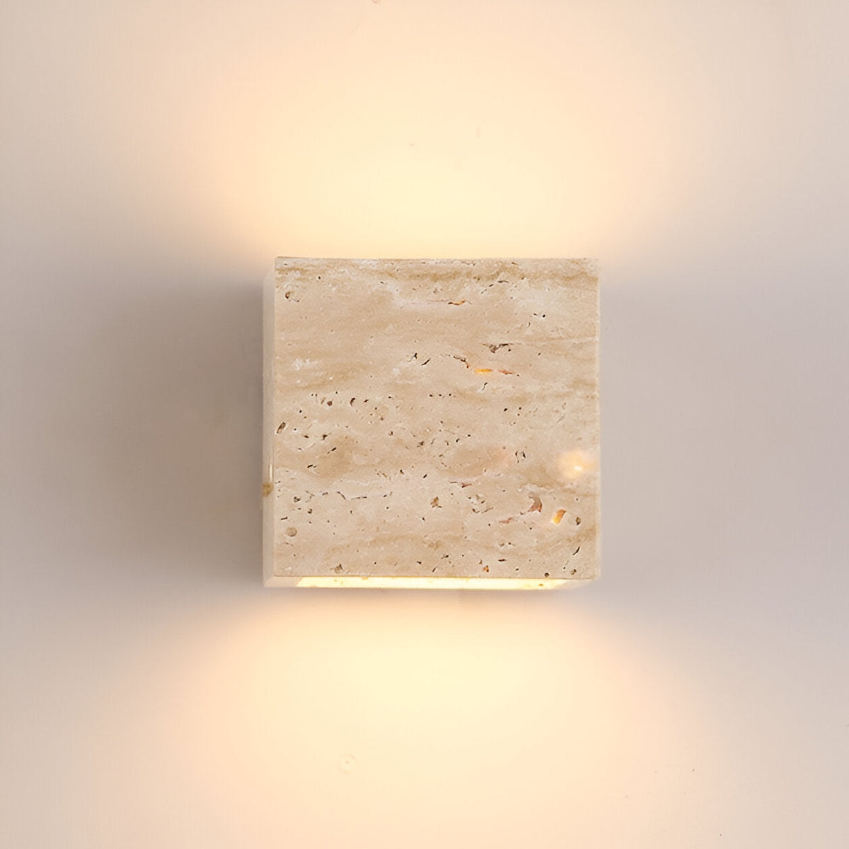 Outdoor wall light travertine stone square LED minimalist up-down illumination