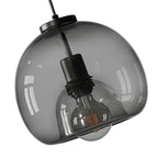 Dome pendant light with minimalist smoked glass shade, E27 hardwired ceiling fixture