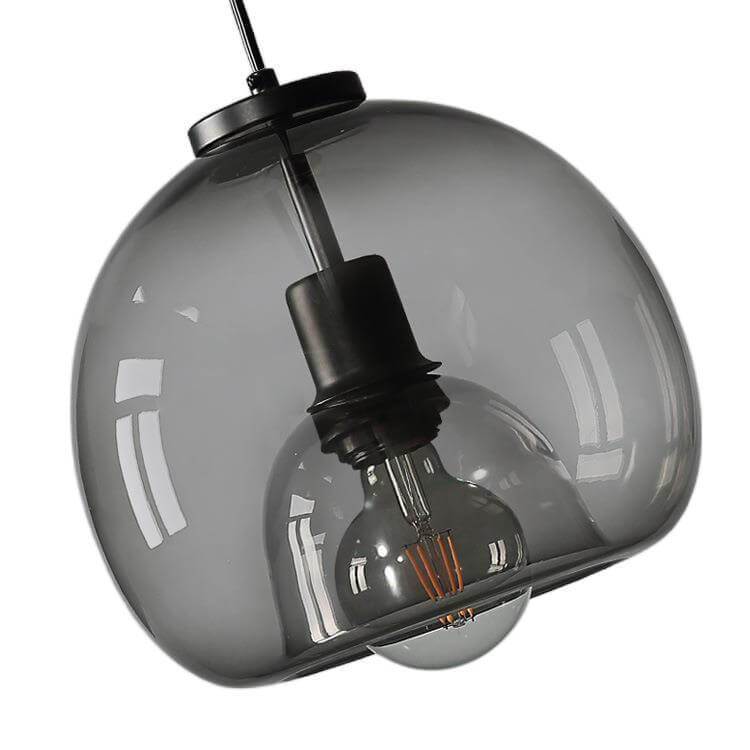 Dome pendant light with minimalist smoked glass shade, E27 hardwired ceiling fixture