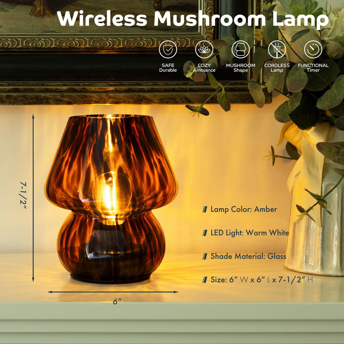 Outdoor Mushroom Night Light | Wireless LED Lamp, Eye Care | Indoor Outdoor Gift
