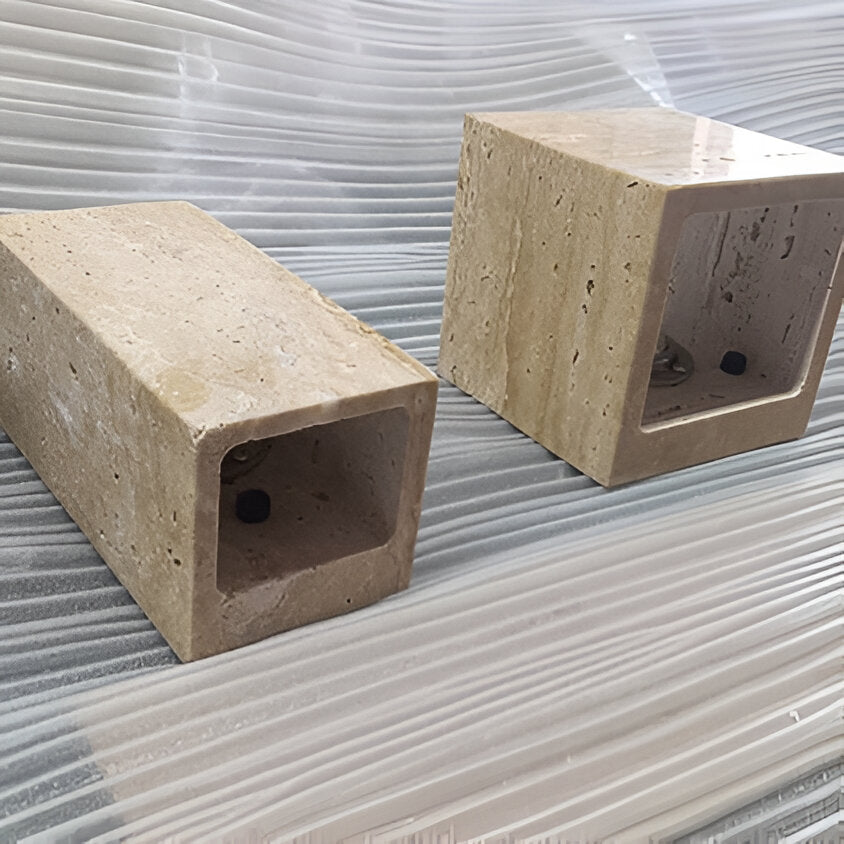 Outdoor wall light travertine stone square LED minimalist up-down illumination