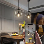 Dome pendant light with minimalist smoked glass shade, E27 hardwired ceiling fixture