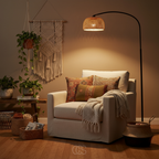 OCS Boho Floor Lamp - Bamboo Shade - Natural Decor