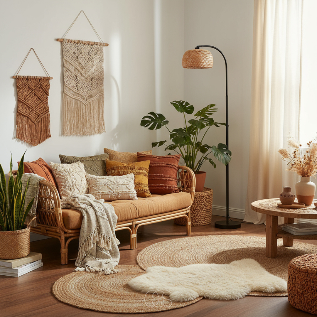 OCS Boho Floor Lamp - Bamboo Shade - Natural Decor