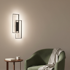 LED wall lamp black rectangular with three light colours, aluminium