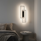 LED wall lamp black rectangular with three light colours, aluminium