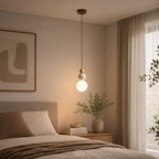 Wabi-Sabi Pendant Light | Globe Glass Shade, Travertine Look