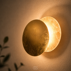 LED Wall Light Gold Moon Eclipse | 360° Rotating, Warm Glow