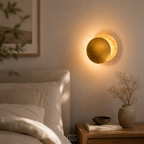 LED Wall Light Gold Moon Eclipse | 360° Rotating, Warm Glow