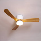 DC ceiling fan with LED light, Nordic wood blades, 6-speed DC motor, warm white 3000K