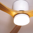 DC ceiling fan with LED light, Nordic wood blades, 6-speed DC motor, warm white 3000K