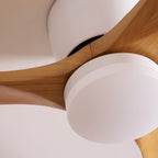 DC ceiling fan with LED light, Nordic wood blades, 6-speed DC motor, warm white 3000K