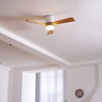 DC ceiling fan with LED light, Nordic wood blades, 6-speed DC motor, warm white 3000K
