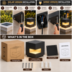 Outdoor Hanging Lamp | IP65 Waterproof, Solar or Wired | Black
