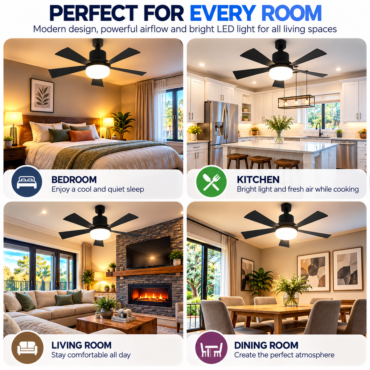 Socket Fan Light E27 | LED, Remote Control, 4500lm