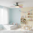 DC ceiling fan with LED light petal-shaped acrylic 6-blade Nordic design